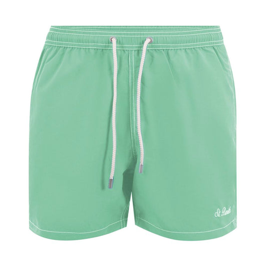 Green Polyester Men's Swim Trunk