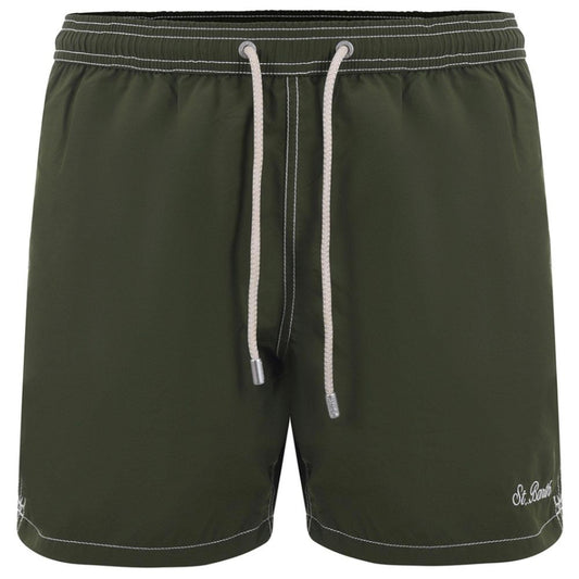 Green Polyester Men Swim Trunk