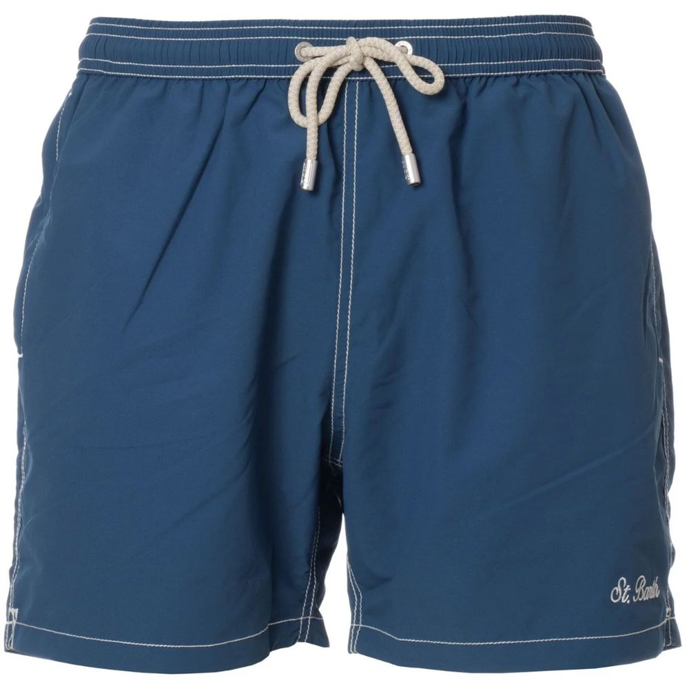 Blue Polyester Men's Swimwear Boxer