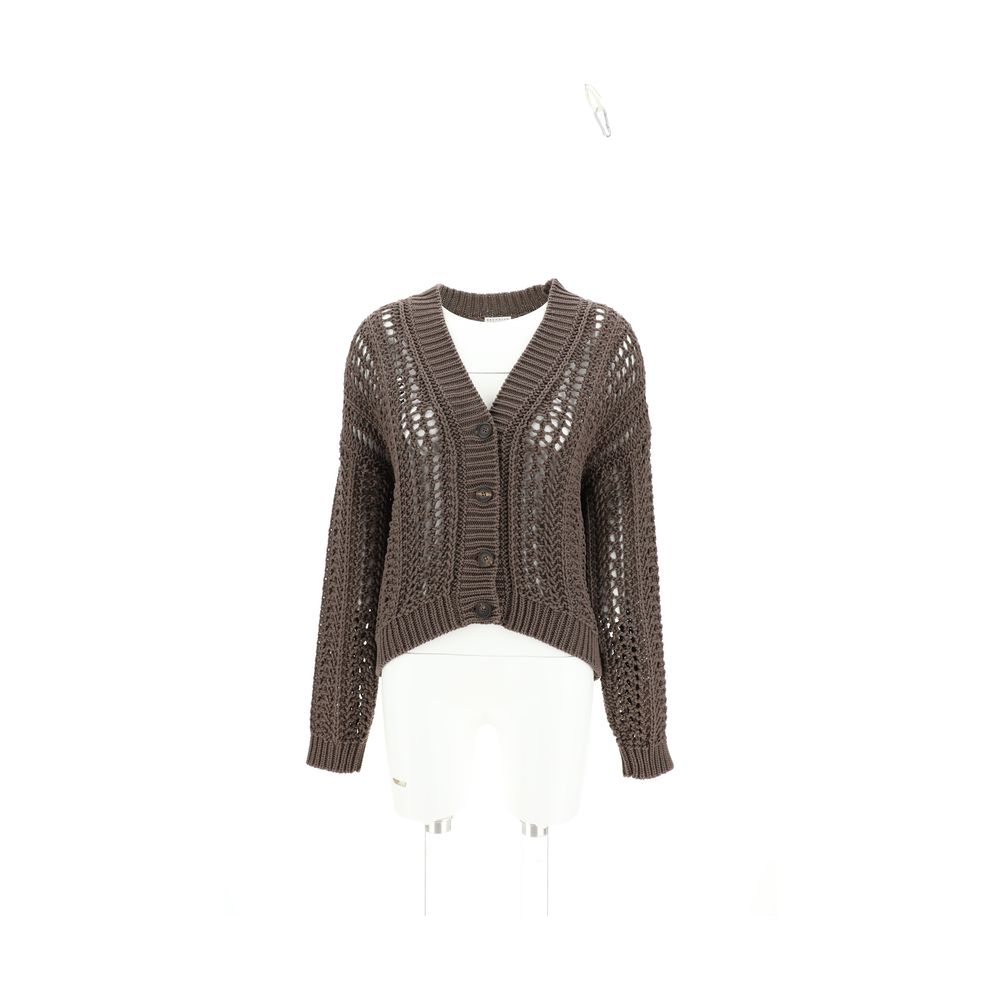 Cardigan in perforated knit