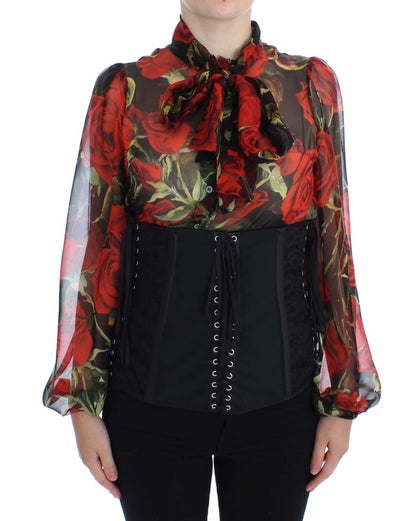 Elegant Black Floral Brocade Corset Belt