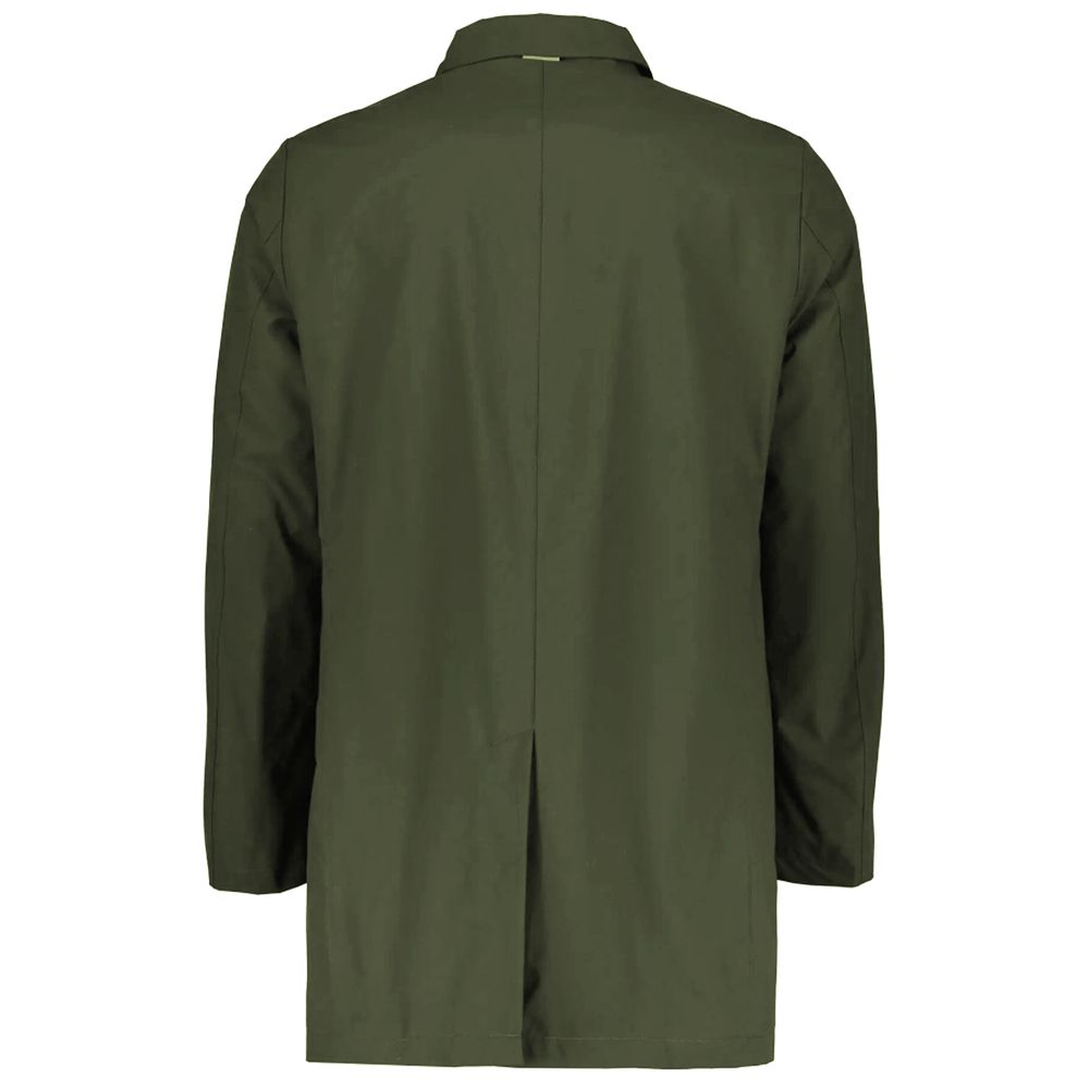 Green Polyester Men Trench Coat