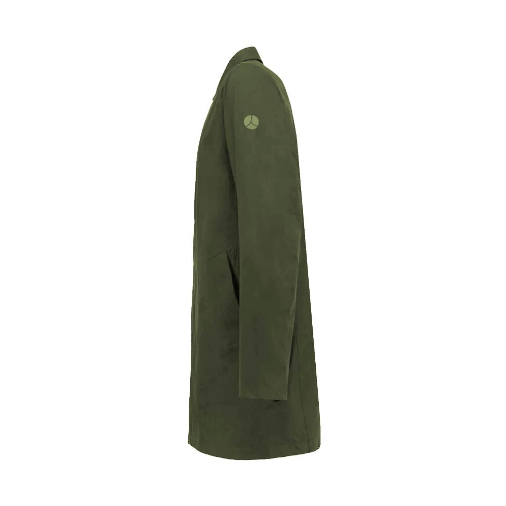 Green Polyester Men Trench Coat