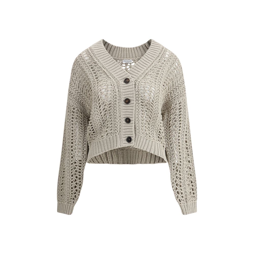 Cardigan in perforated knit