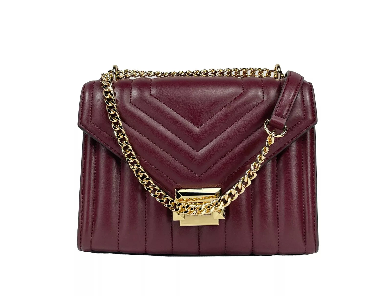 Whitney Medium Chain Shoulder Flap Crossbody Oxblood