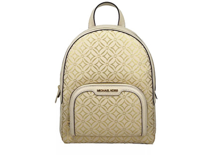 Jaycee Medium Zip Pocket Backpack Bag Cream Gold