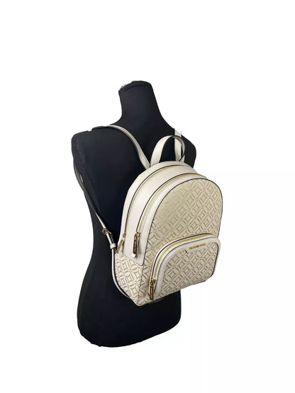 Jaycee Medium Zip Pocket Backpack Bag Cream Gold