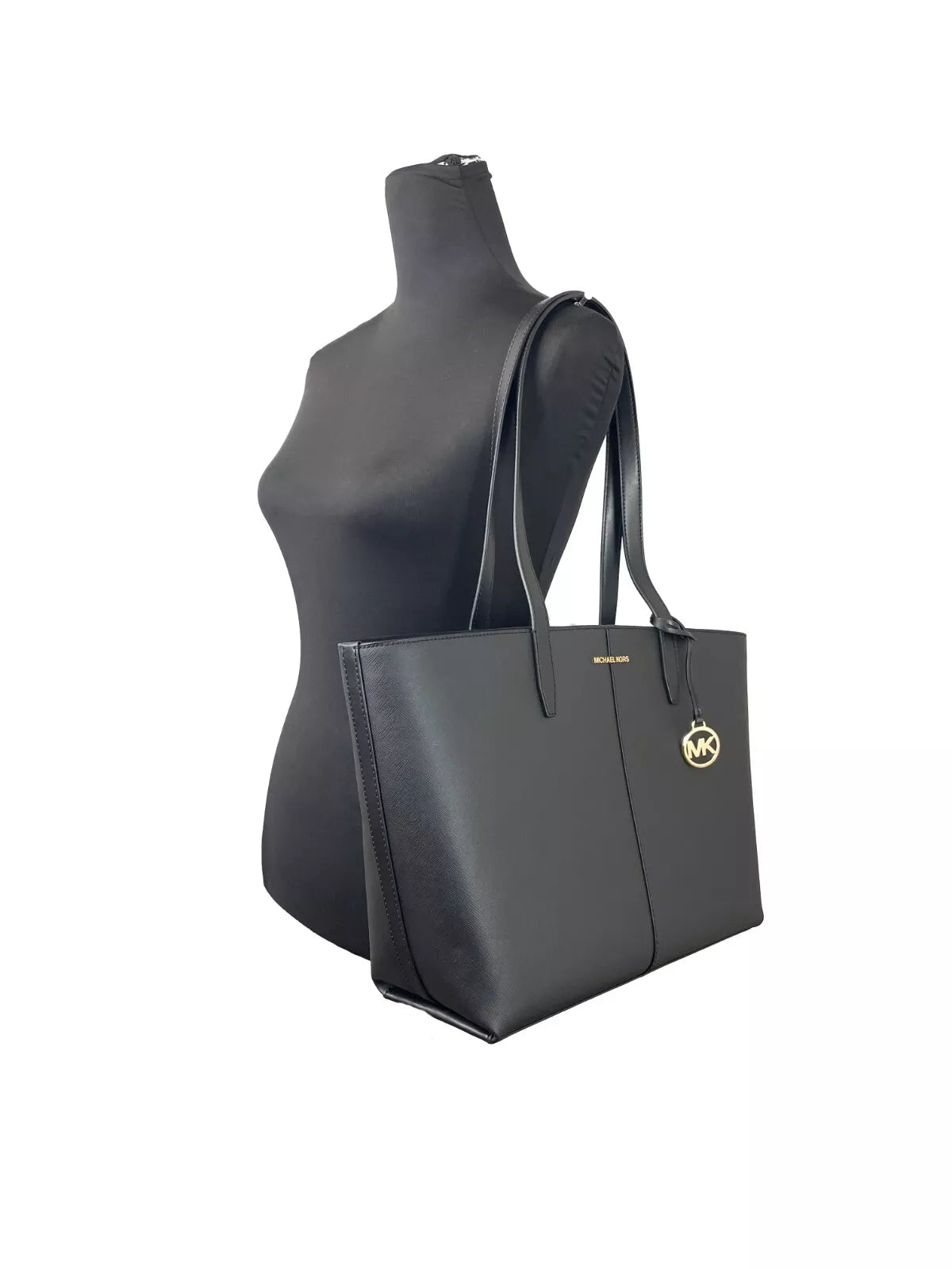 Medium Zip Top Tote Carryall Bag Black