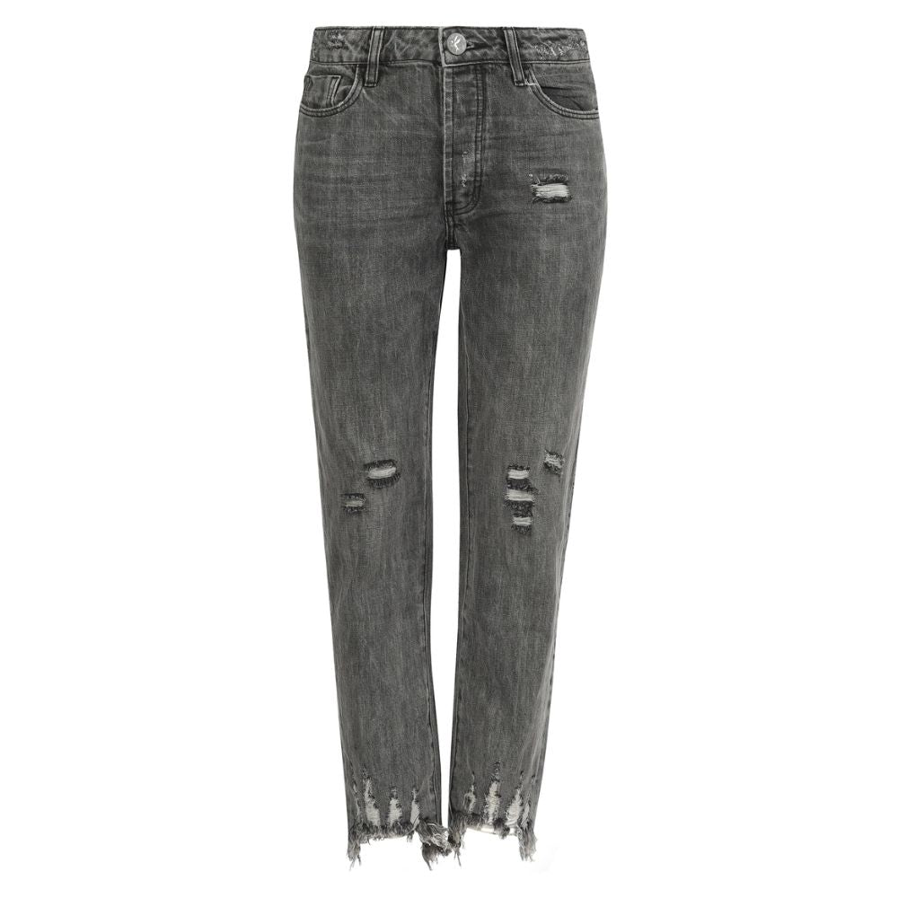 Dark Gray Cotton Women Jeans