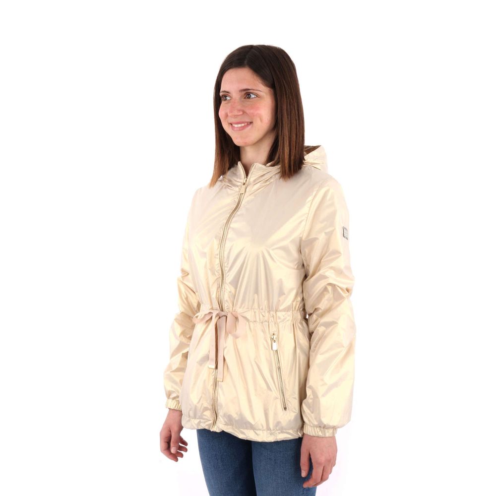 Beige Nylon Jackets & Coat