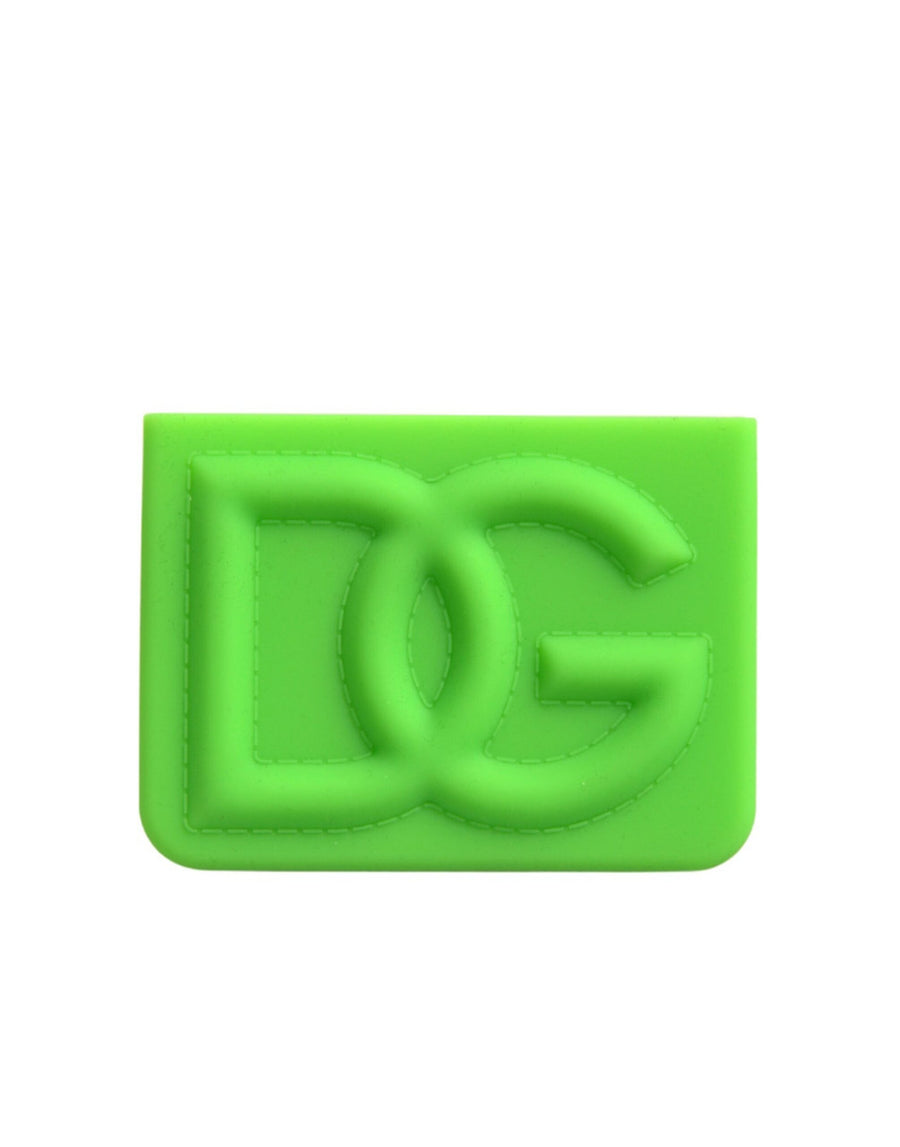 Neon Green Silicon Embossed Logo Card Holder Wallet