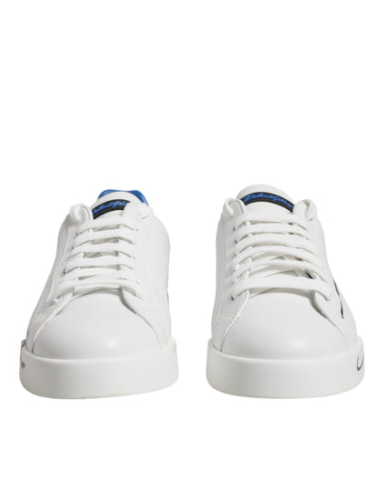 White Blue Portofino Leather Sneakers Shoes