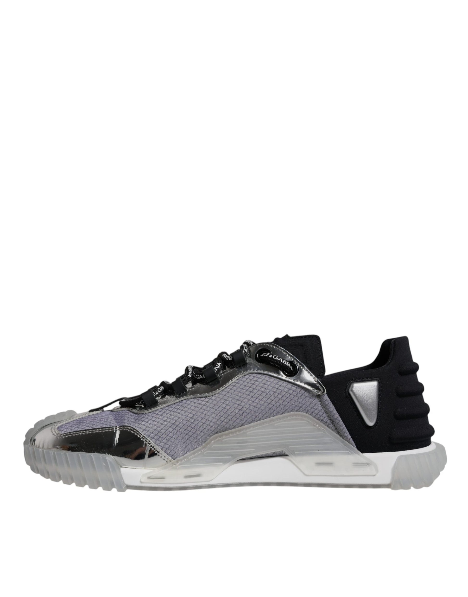 Silver Black Nylon NS1 Low Top Sneakers Shoes