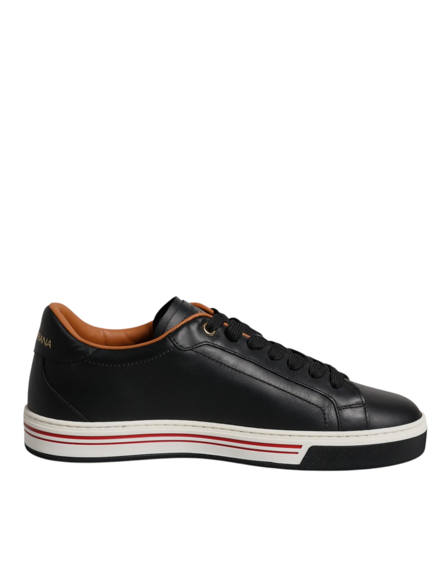 Black Leather Low Top Men Sneakers Shoes