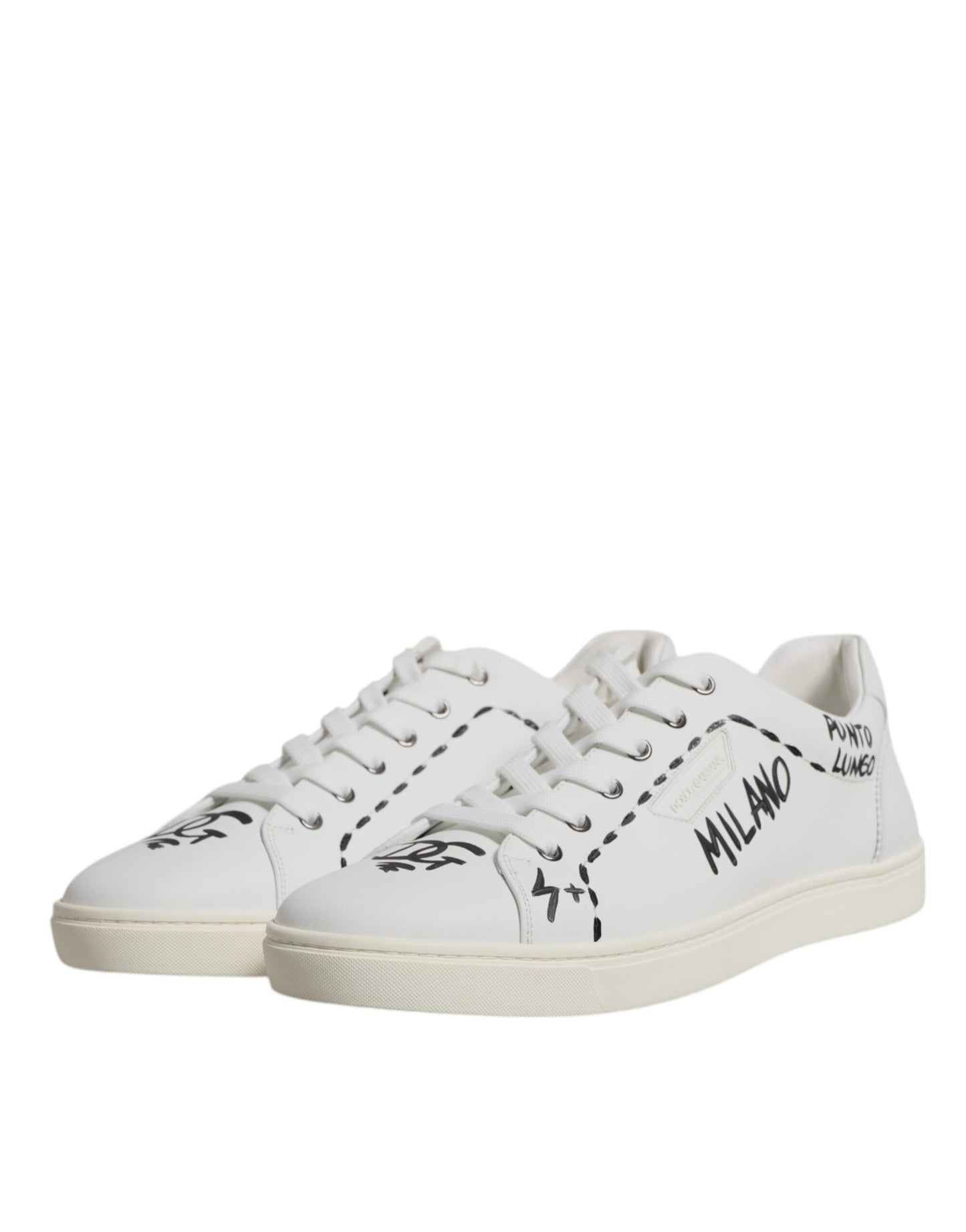 White Leather Milano Low Top Sneakers Shoes