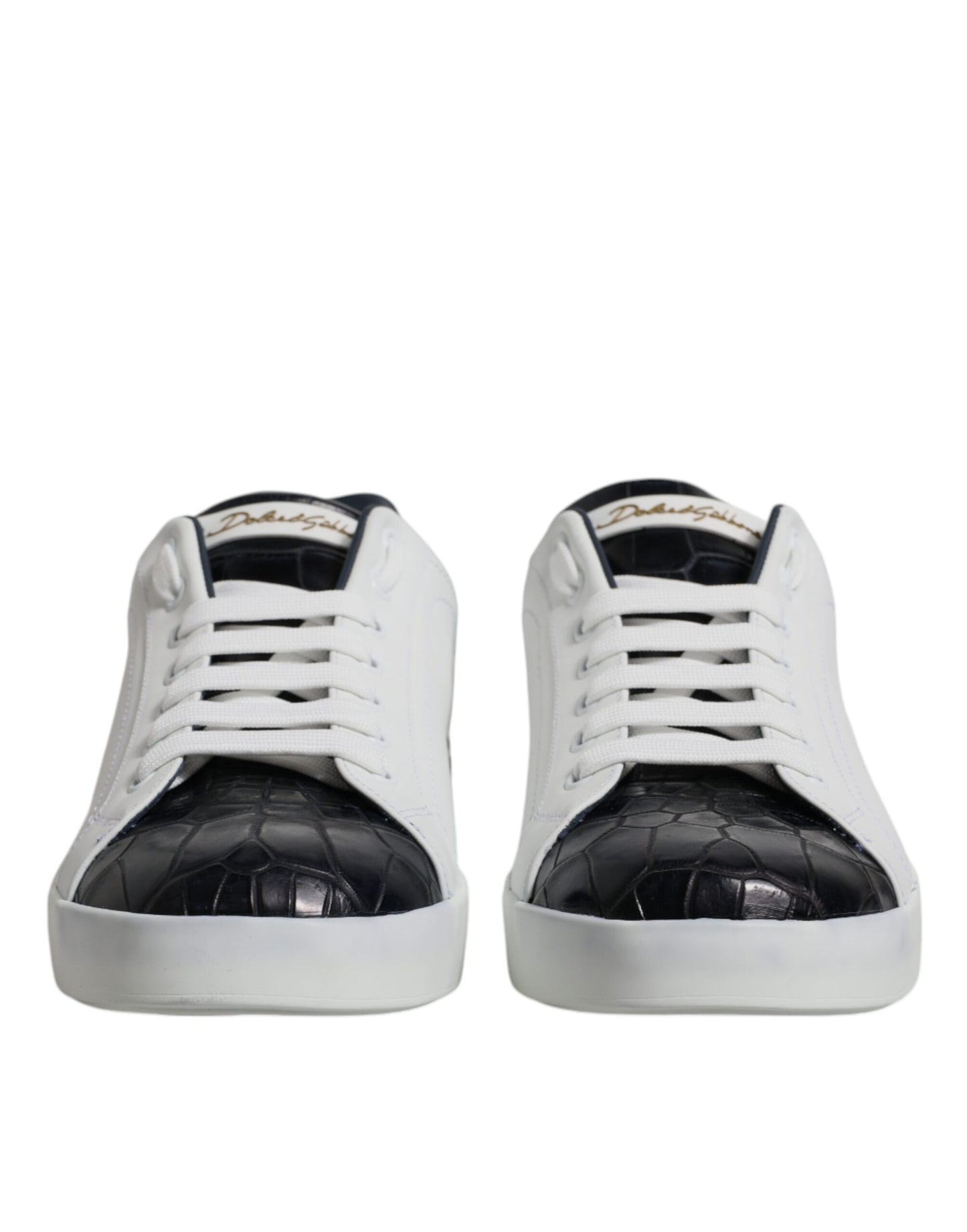 White Black Leather Portofino Sneakers Shoes