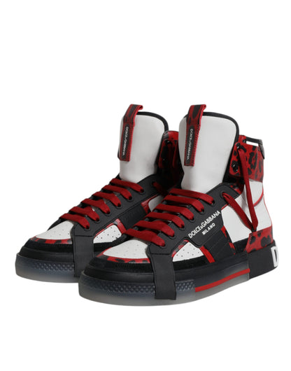 Multicolor Leather High Top Sneakers Shoes