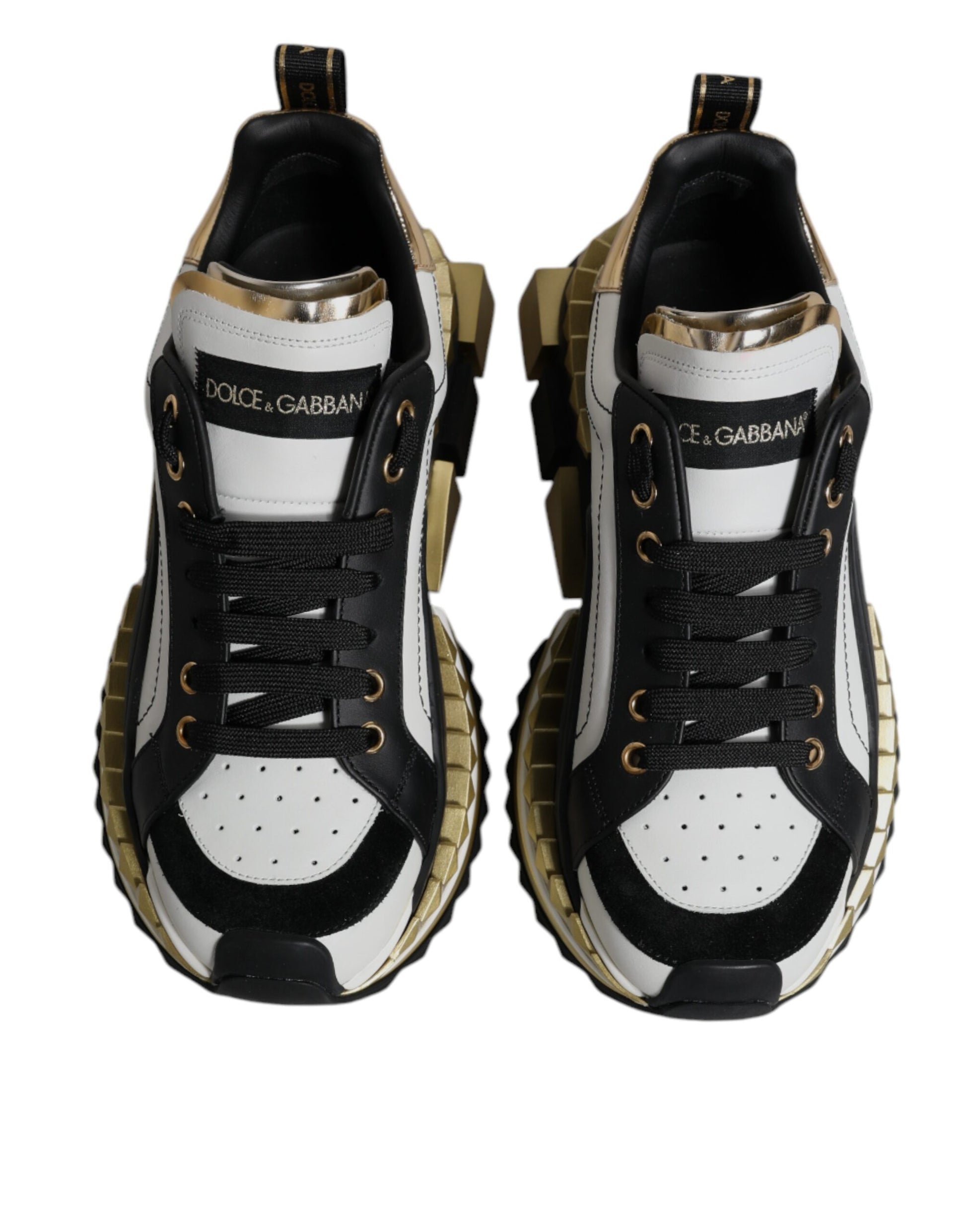 White Gold Black Leather SUPER KING Sneakers Shoes