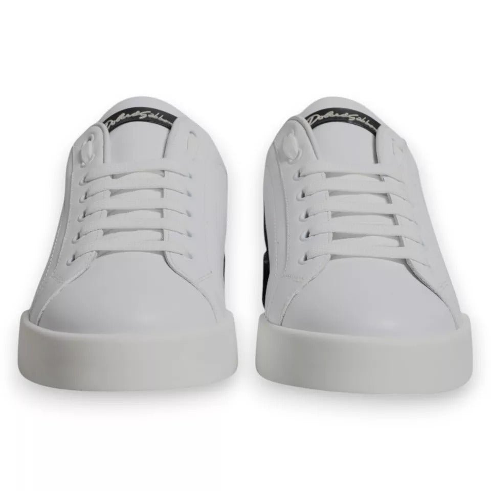 White Black Logo Portofino Sneakers Shoes