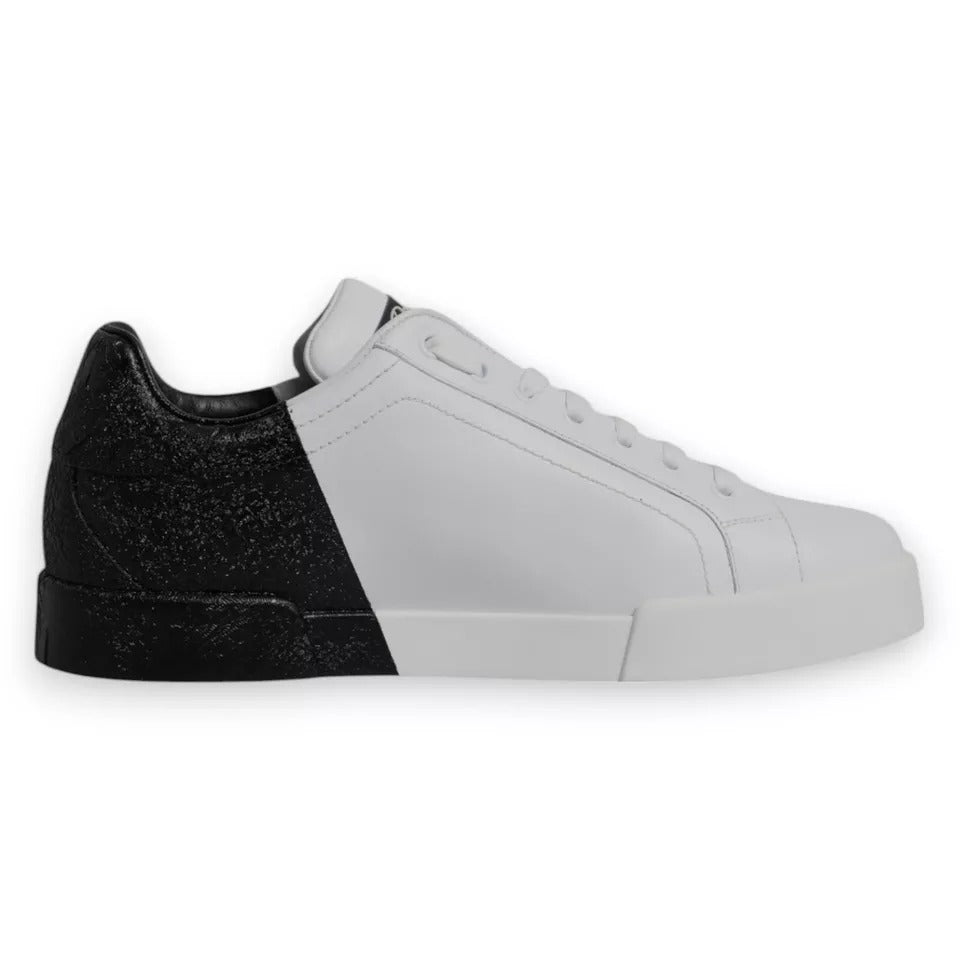 White Black Logo Portofino Sneakers Shoes