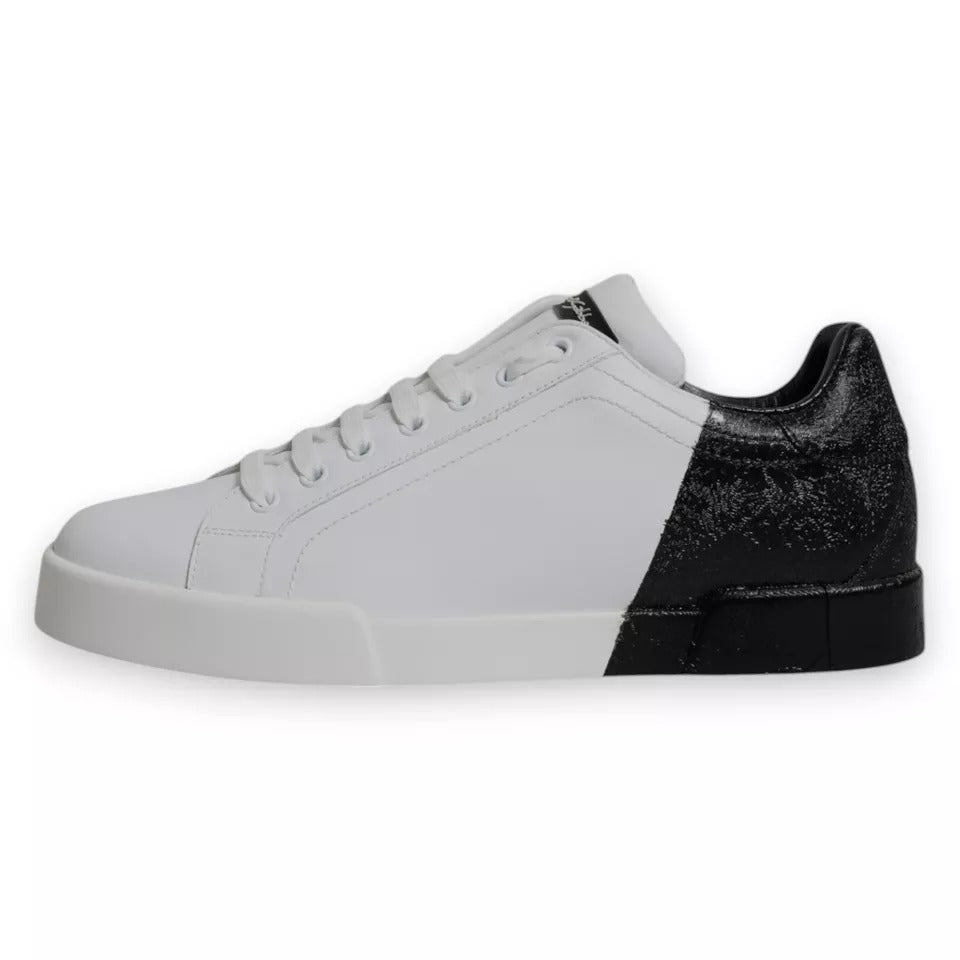 White Black Logo Portofino Sneakers Shoes