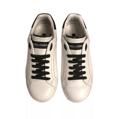 White Leather Logo Portofino Sneakers Shoes