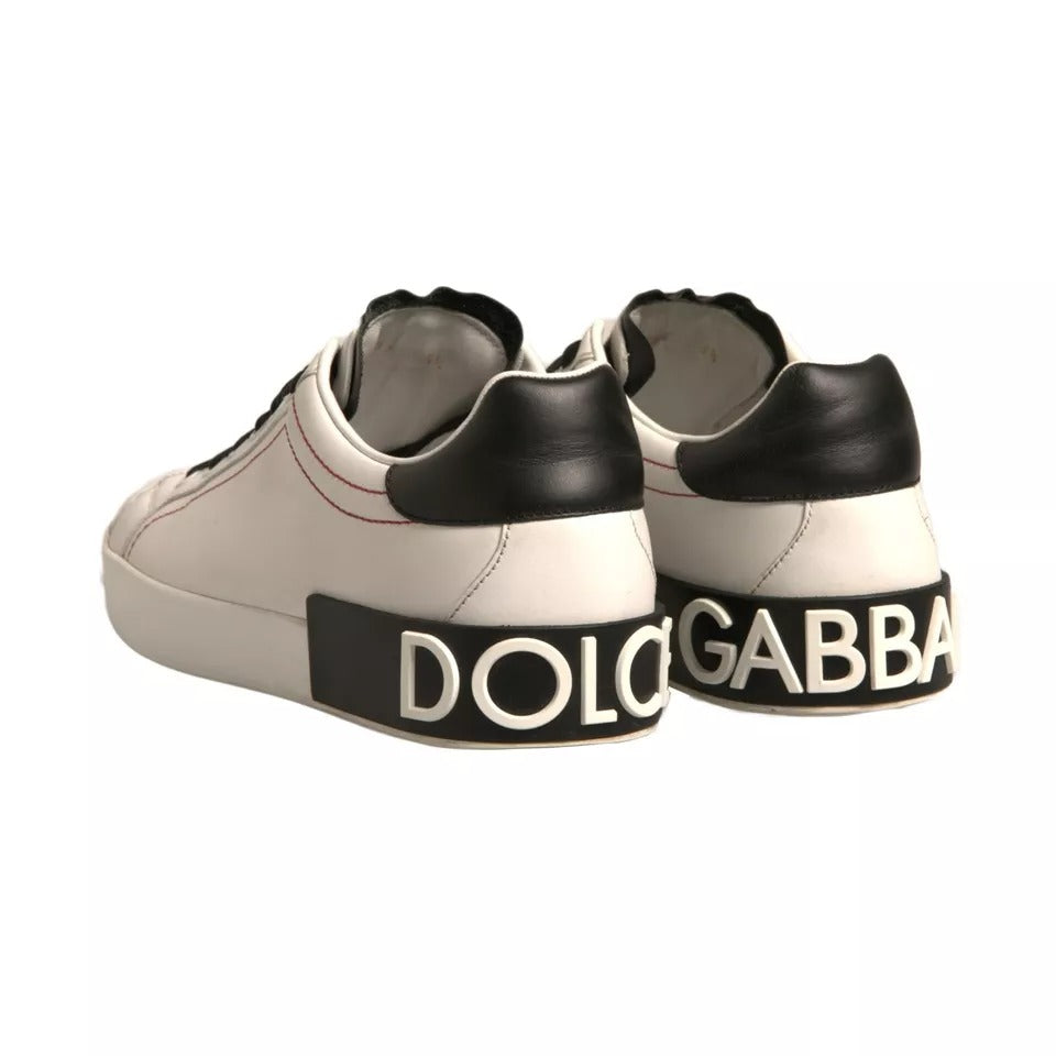 White Leather Logo Portofino Sneakers Shoes