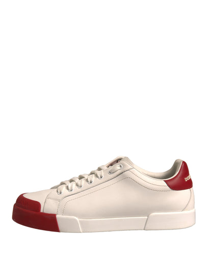 White Leather Logo Portofino Sneakers Shoes