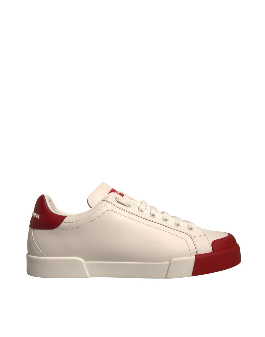 White Leather Logo Portofino Sneakers Shoes