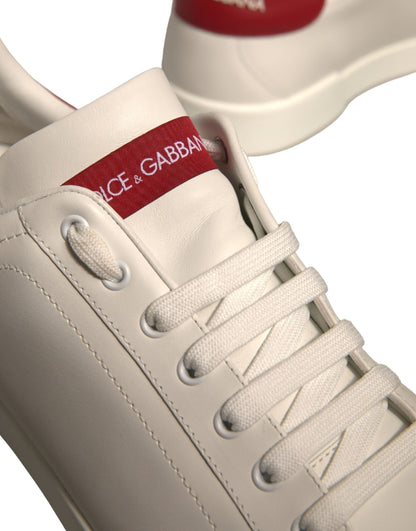 White Leather Logo Portofino Sneakers Shoes