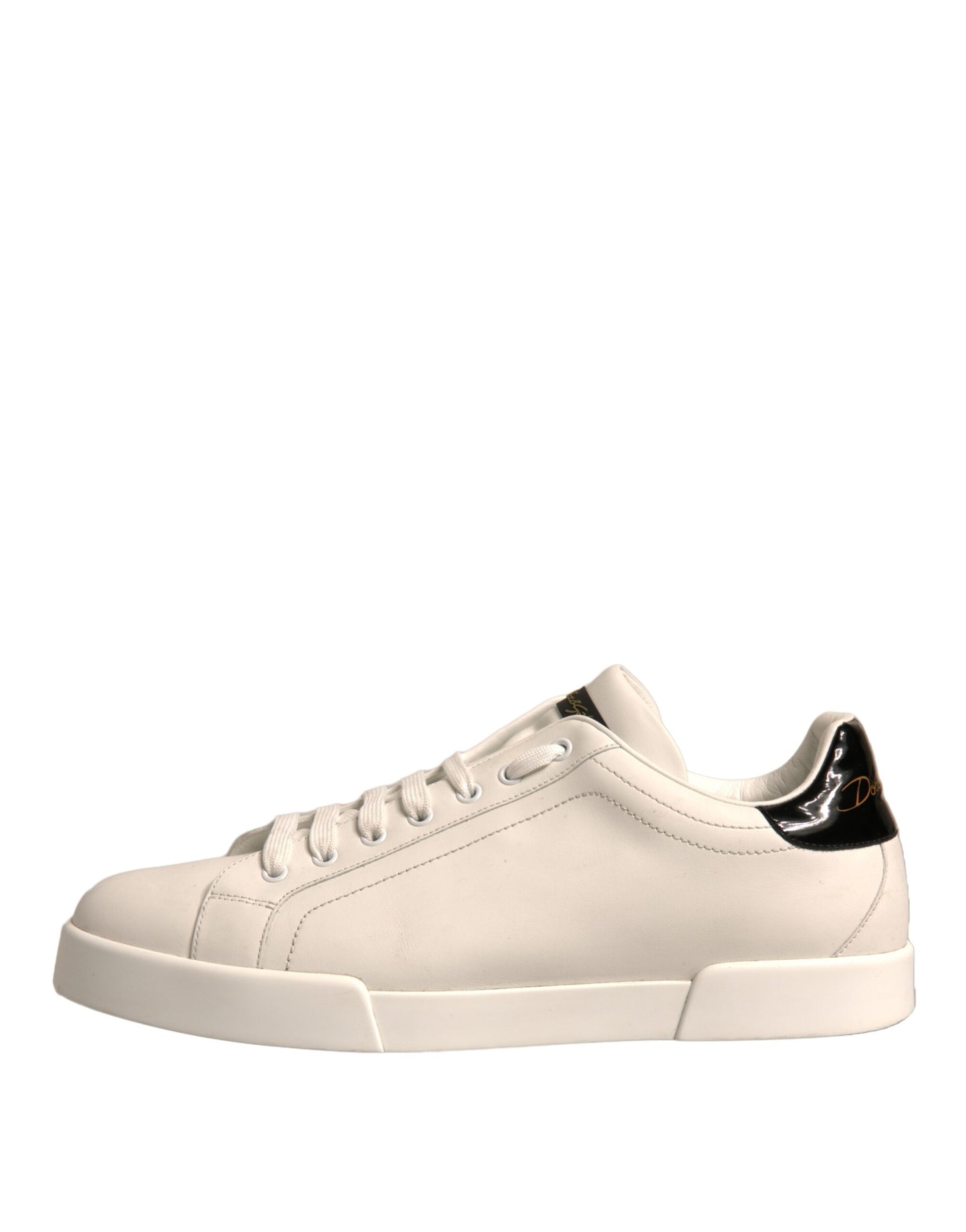 White Black Leather Low Top Men Sneakers Shoes