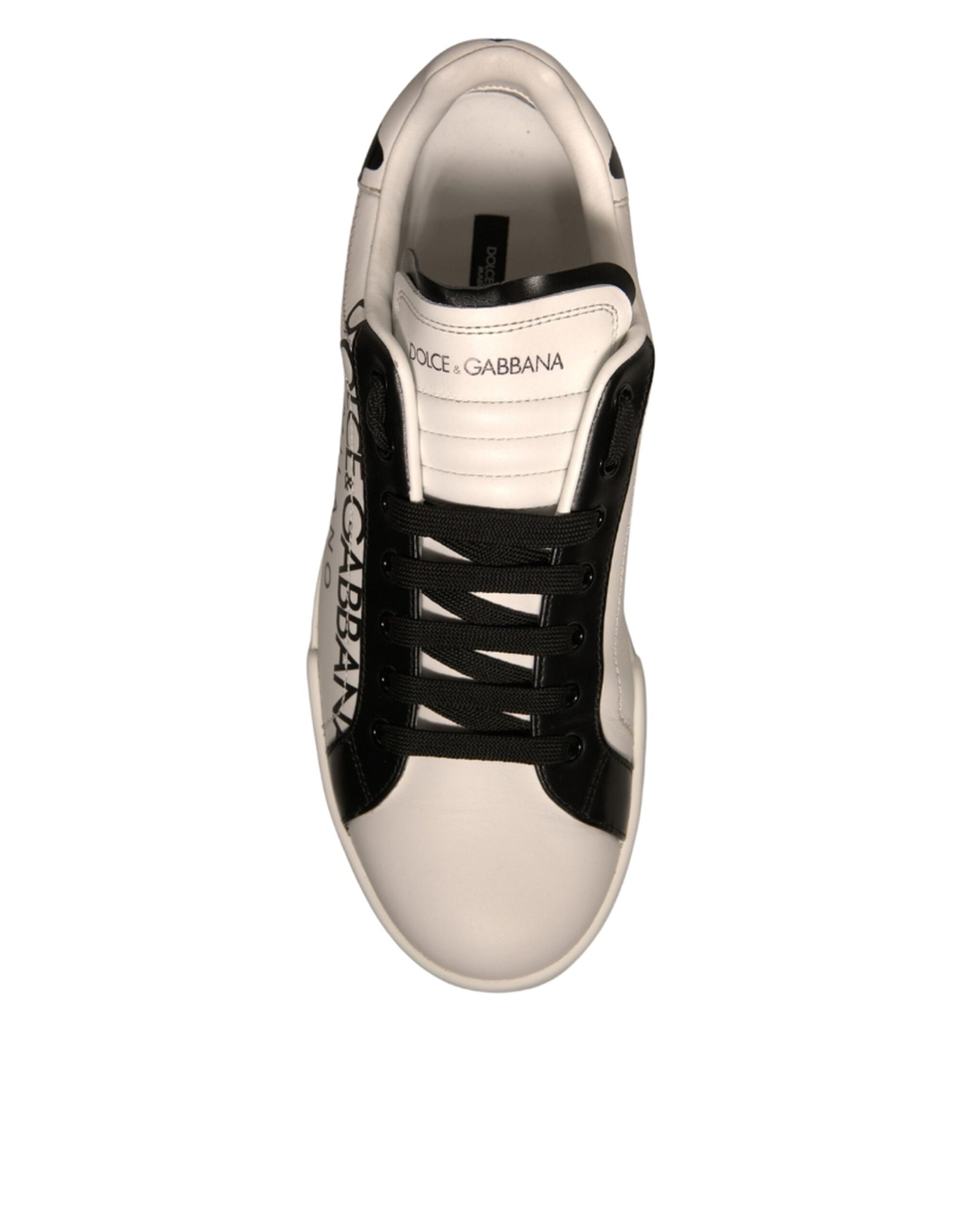 White Black Leather Crown Milano Sneakers Shoes