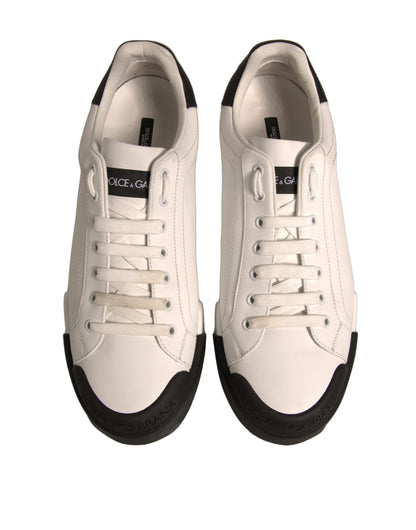 White Leather Logo Portofino Sneakers Shoes