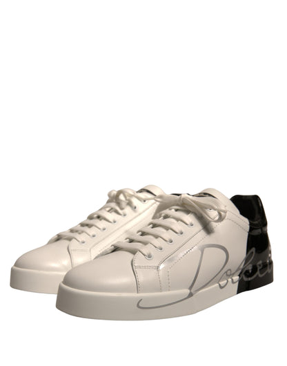 White Black Logo Portofino Sneaker Men Shoes