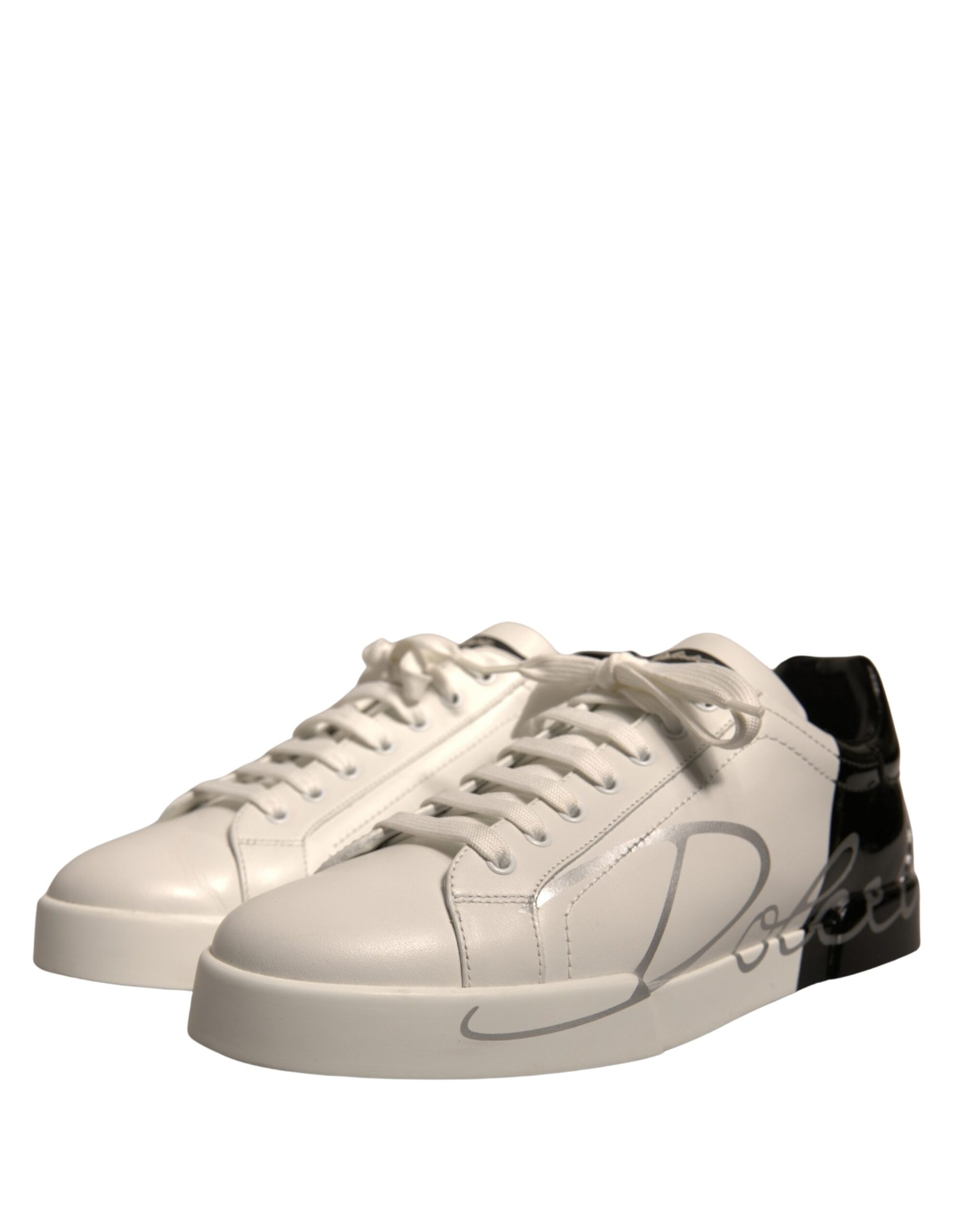 White Black Logo Portofino Sneakers Shoes