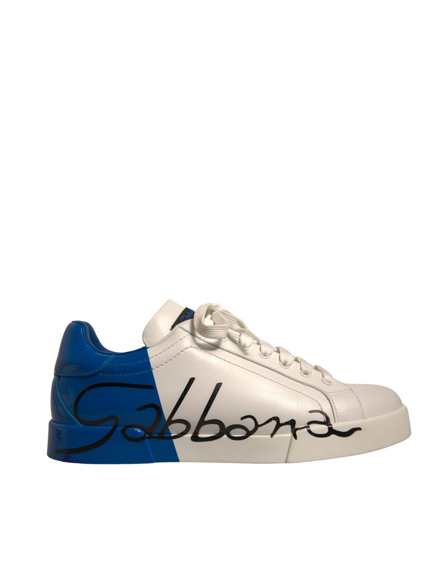 White Blue Logo Portofino Sneakers Shoes