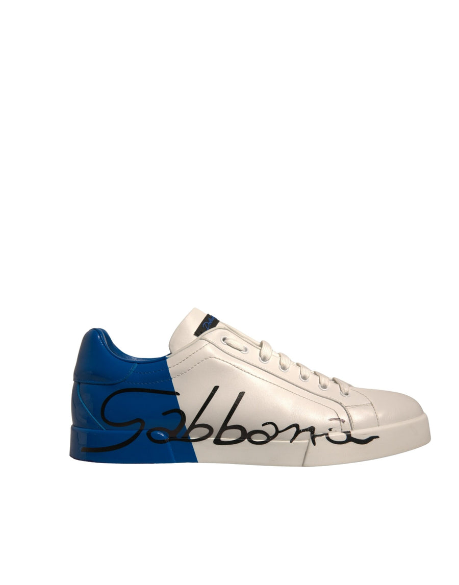 White Blue Logo Portofino Sneakers Shoes