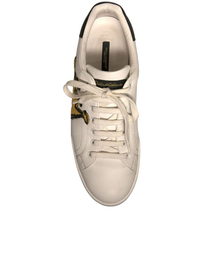 White Leather Royal Crown Men Sneakers Shoes