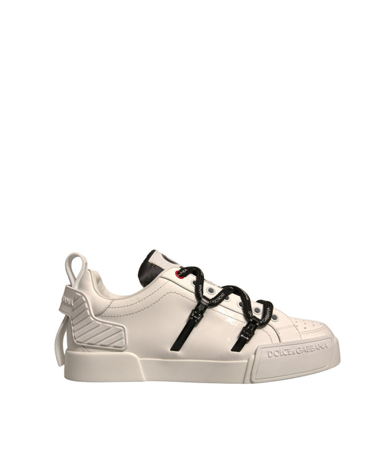 White Leather Portofino Low Top Sneakers Shoes