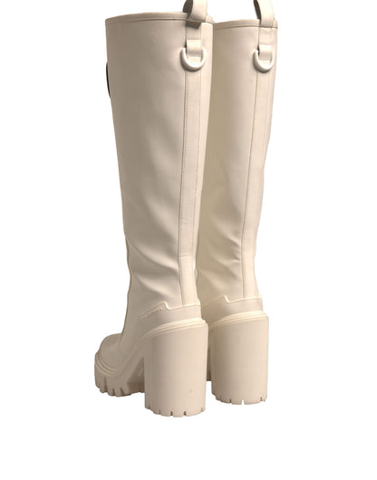 White DG Logo Hi Trekking Plateau Biker Boots Shoes