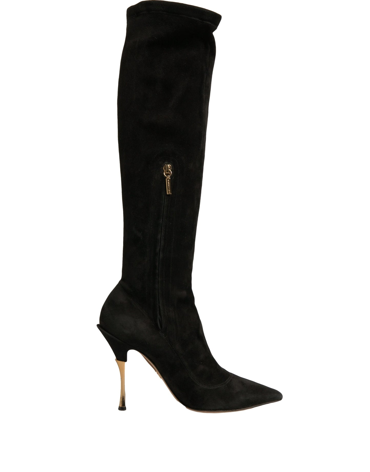 Black Suede Stiletto Knee High Boots Shoes