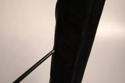 Black Suede Stiletto Knee High Boots Shoes