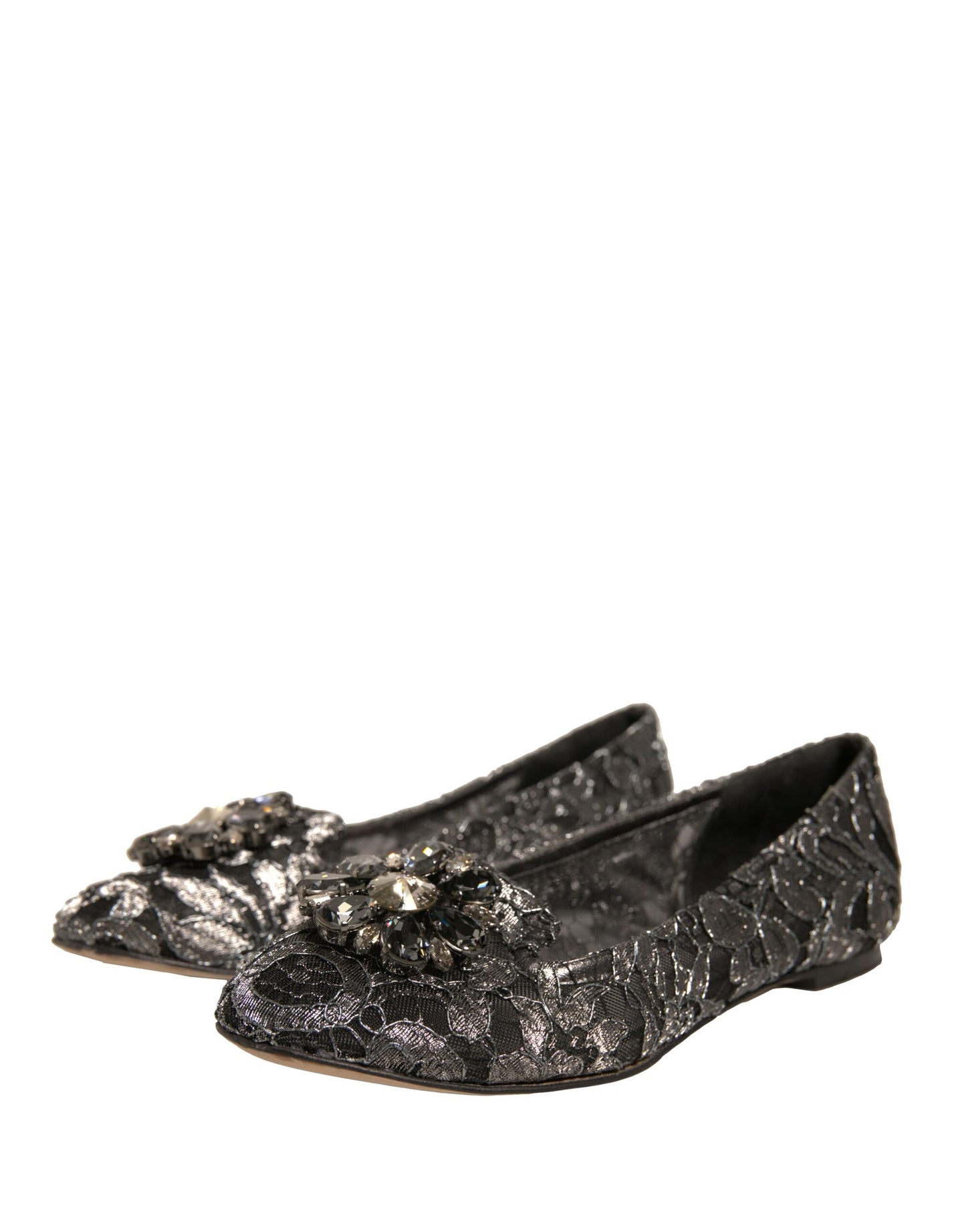 Silver Crystal Loafer Lace Ballet Flats Shoes