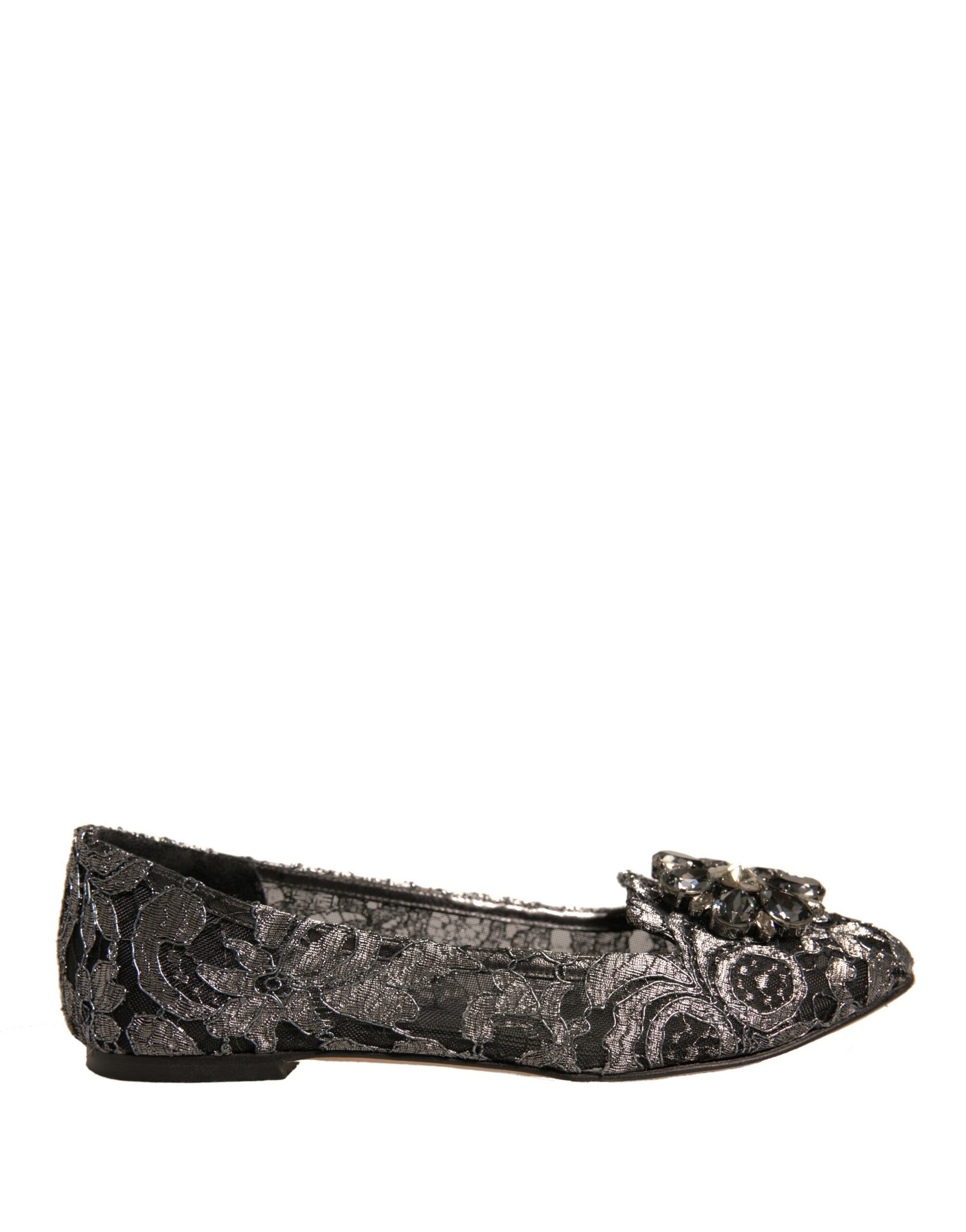 Silver Crystal Loafer Lace Ballet Flats Shoes