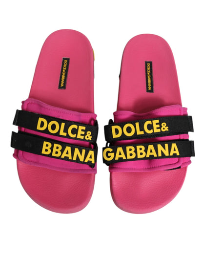 Fuchsia Neoprene Slides Flats Beachwear Shoes