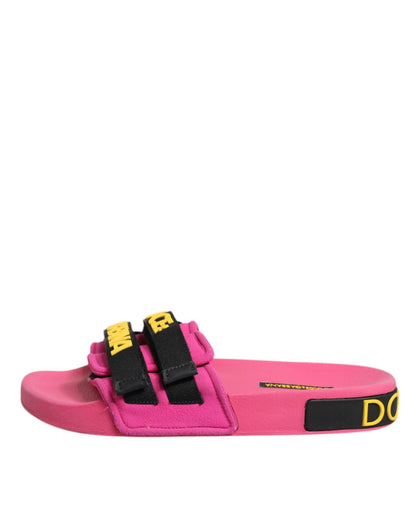 Fuchsia Neoprene Slides Flats Beachwear Shoes