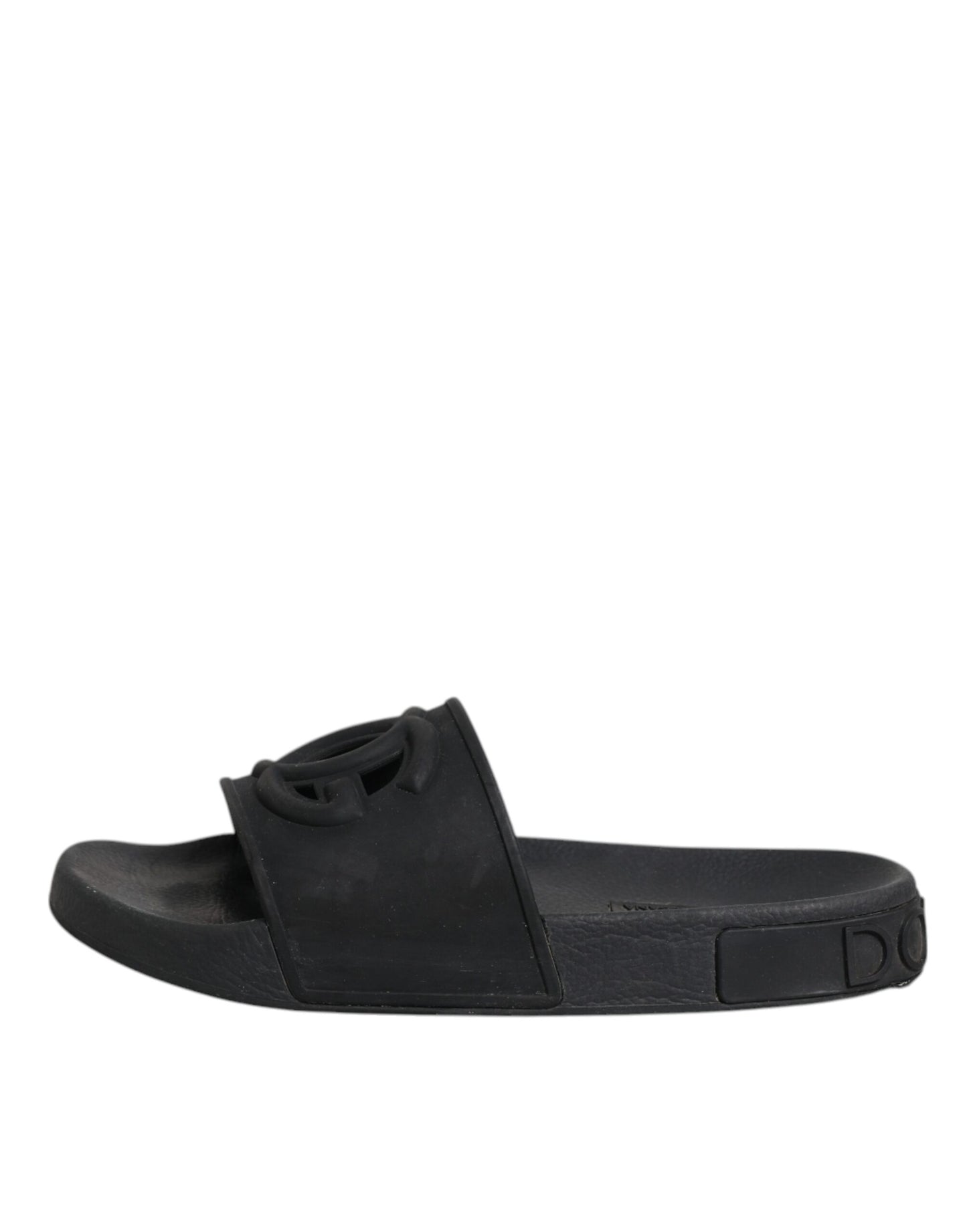 Black Rubber Slides Sandals Beachwear Shoes