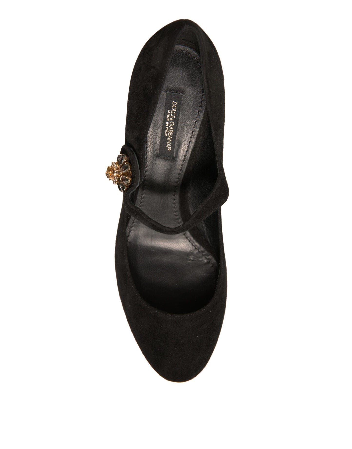 Black Suede Jewelled Mary Jane Pumps Shoes