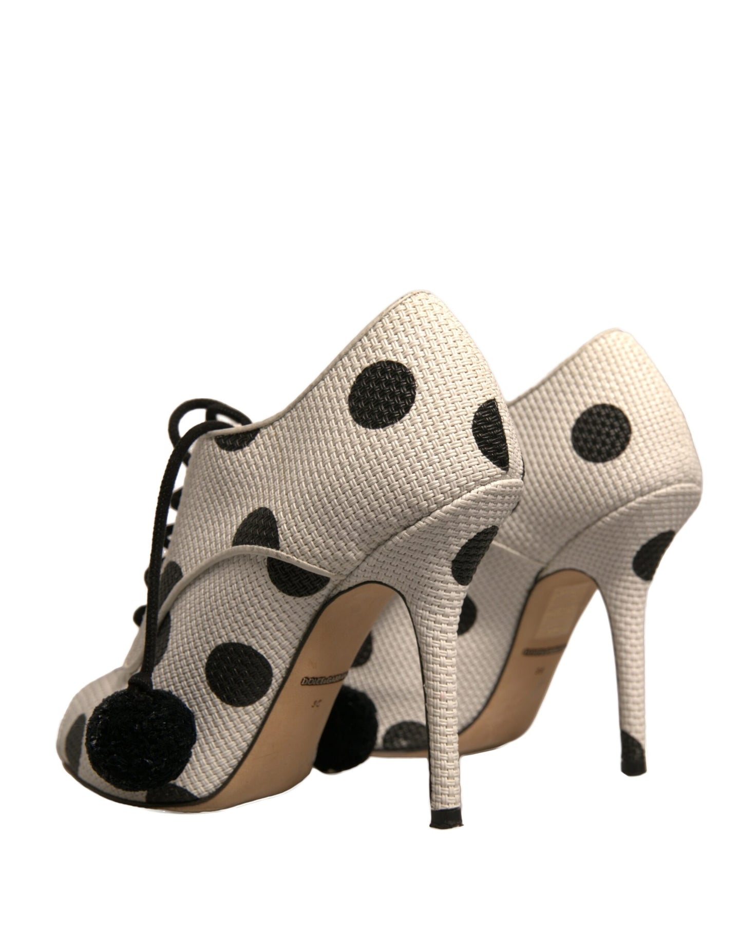 White Black Polka Dot Peep Toe Ankle Boots Shoes