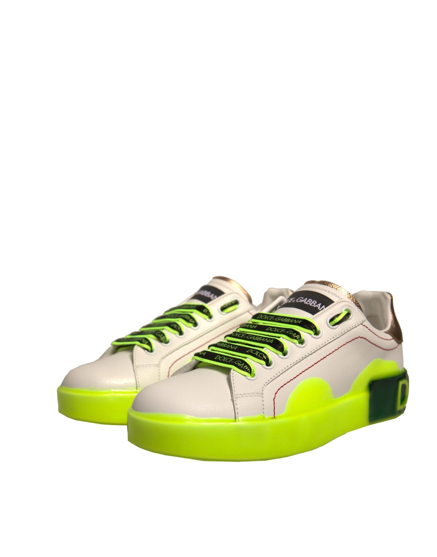 White Yellow Portofino Leather Sneakers Shoes